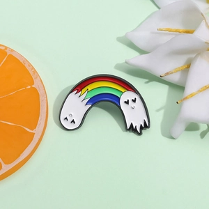 Cute Cartoon Rainbow Ghost Enamel Pin Brooch Zinc Alloy Lacquer Badge For Clothing Backpack Accessories Gift For Women Kids