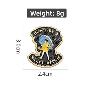 Detailed view of enamel pin showing 3.0cm height and 2.4cm width dimensions