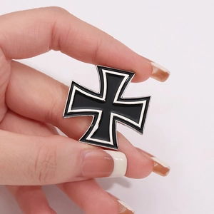 German Iron Cross enamel pin badge in black and silver zinc alloy for uniforms