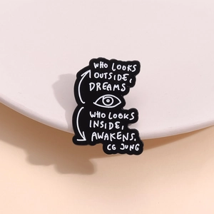 Creative C.G. Jung quote enamel pin with black and white dreamer badge for clothing