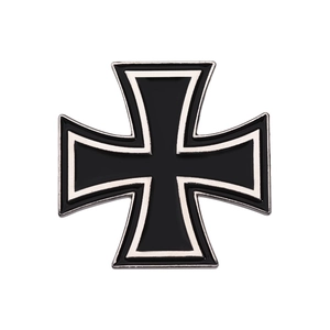 Classic iron cross brooch pin with black and silver finish for uniforms and formal wear