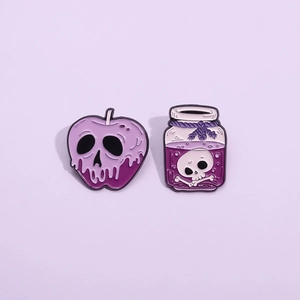 Alloy Skeleton Poison Apple Potion Bottle Brooch Pin Gothic Halloween Jewelry Badge Accessory For Bags Clothes Jacket