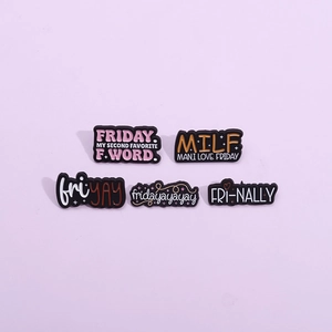 Broche en Émail Alliage Thème Vendredi Humoristique Badge Lettres Amusantes pour Décoration Vêtements Sacs Unisexe
