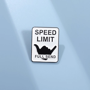 Speed Limit Full Send Enamel Pin Alloy Metal Badge Shaka Hand Gesture Rectangular Brooch For Denim Jacket Backpack Accessories Unisex Fashion Jewelry