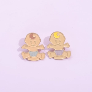 Simpatica Spilla in Smalto per Gemelli Cartoon Adorabile Distintivo in Lega a Forma di Neonato con Brillantini per Zaino Vestiti Regalo Gioielli
