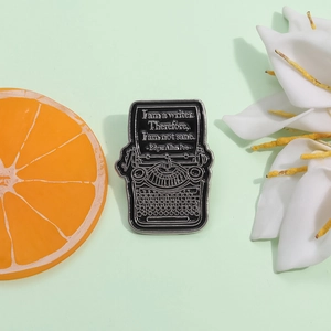 Vintage Literary Typewriter Enamel Brooch Literary Quote Metal Badge Alloy Pin For Writers Authors Gifts Clothing Accessories