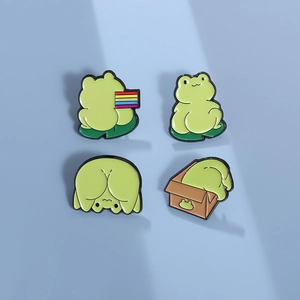 Cartoon Frog Enamel Brooch Pin Alloy Cute Animal Lotus Leaf Rainbow Flag Badge For Backpack Clothes Decoration Jewelry