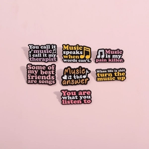 7Pcs Music is the Answer Enamel Pins Set with Inspirational Quotes for Bags and Clothes