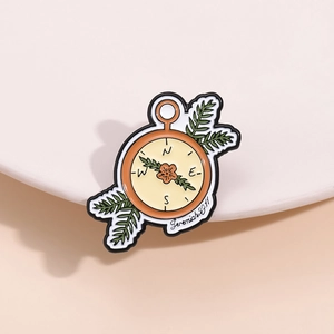 Broche boussole en émail avec verset Jérémie 29:11 en design vintage en métal
