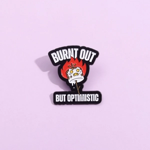 Alloy Burnt Out But Optimistic Marshmallow Enamel Pin Funny Cartoon Flame Brooch For Clothes Backpack Decoration Jewelry Gift