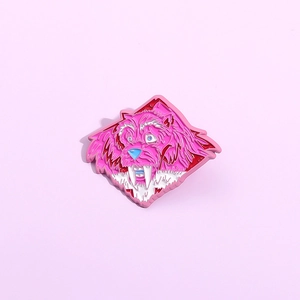 Cartoon Pink Animal Monster Enamel Brooch Pin Alloy Lacquer Saber-toothed Tiger Badge For Backpack Clothes Decor Women Men Jewelry