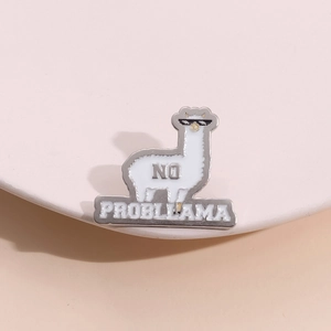 Funny Llama Enamel Pin No Probllama Alpaca Brooch With Sunglasses Cartoon Zinc Alloy Badge For Clothing Backpack Accessories