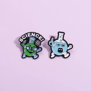 Wissenschaft Labor Cartoon Emaille Pin Heisenberg Charakter Kolben Brosche Legierung Lackiert Abzeichen Für Rucksack Jacke Unisex