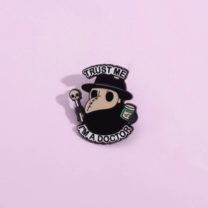 Plague Doctor Enamel Pin Trust Me I Am A Doctor Gothic Crow Beak Mask Alloy Brooch Badge For Clothes Bags Unisex Jewelry Gift