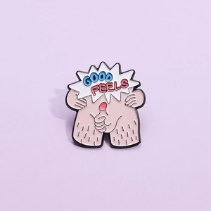 Creative Cartoon Lettering Good Feels Alloy Enamel Pin Funny Individual Lacquered Brooch Personalized Metal Badge Accessory