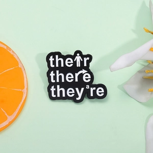 Their There They're English Grammar Enamel Pin Funny Educational Letter Brooch Alloy Metal Badge For Clothes Backpack