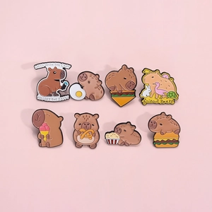 Süße Wasserschwein Emaille Pins Set mit lustigen Zeichentrick Tier Abzeichen für Taschen