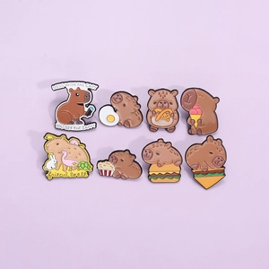 Cute Cartoon Capybara Enamel Brooch Pin Alloy Lacquer Animal Badge Decorative Accessory Pins For Backpack Clothes Bag Gift