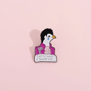 Enamel brooch inspired by Prince Purple Rain outfit with This Is What It Sounds Like text
