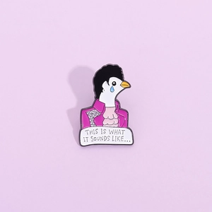 Cartoon Crying Dove Enamel Pin Iconic Purple Artist Tribute Alloy Brooch Creative Music Lyrics Badge Clothes Accessory