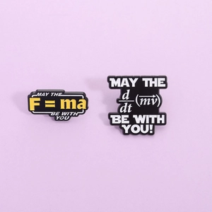 Funny Physics Formula Alloy Enamel Brooch Pins Creative Science Geek Newton Second Law Badge Gift For Men Women Students