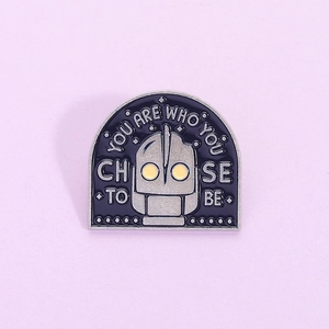 Cartoon Robot Head Enamel Pin Alloy Metal Badge Brooch With Inspirational Quote For Backpack Decoration Accessories Gift Unisex