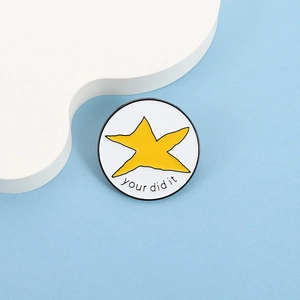 Broche étoile en émail avec Your Did It sur badge rond blanc pour vêtements