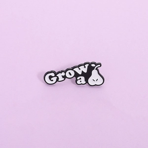 Creative Cartoon Pear Enamel Brooch Personalized Grow A Lettering Alloy Badge Humorous Lapel Pin For Men Women Clothing Decor Gift