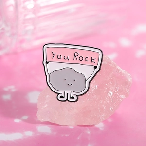 Kreative You Rock Emaille-Brosche mit rosa Motivationsschild für Taschen und Kleidung