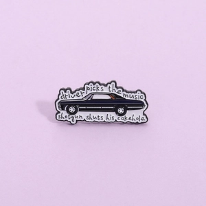 Vintage Black Muscle Car Enamel Brooch Driver Picks Music TV Show Quote Metal Badge Personalized Cartoon Car Lapel Pin Jewelry