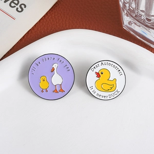 Broches en émail avec motifs d'oies et de canards et citations anglaises humoristiques