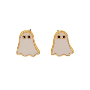 Niedliche Geister-Emaille-Ohrstecker mit Goldrand für Halloween-Party-Mode-Stil