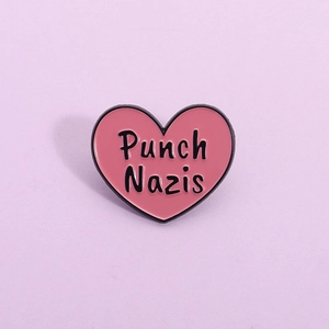 Simple Alloy Pink Heart Pin Brooch Creative English Letters Slogan Badge Personalized Fashion Jewelry Accessory For Unisex
