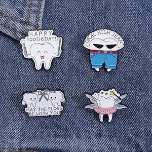 Set de broches à dents en émail sur denim, badges dentaires médicaux pour dentistes et élèves