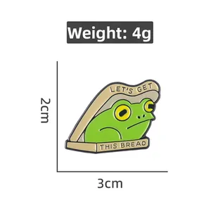 Broche créative en émail grenouille sandwich avec texte pour sacs et vestes