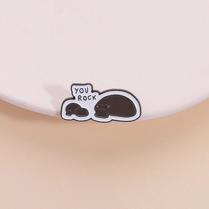 Cartoon Stone Shape Enamel Pin For Clothing Zinc Alloy Lacquered Badge You Rock Pun Design Brooch Jewelry For Backpack