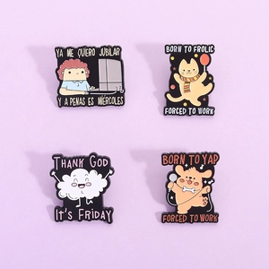 Épinglette en Émail de Dessin Animé Drôle Broche Humoristique Chien Chat Employé de Bureau Nuage Pour Sac à Dos Accessoires de Vêtement Bijoux en Alliage Cadeau