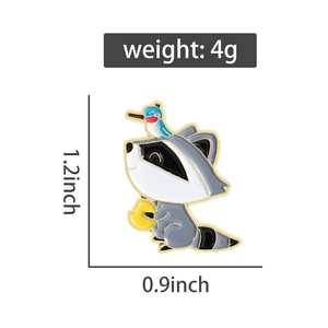 Spécifications de taille pour un pins en émail de raton laveur mignon de 1,2x0,9 pouces