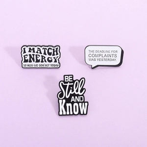Creative English Quotes Enamel Pin Alloy Black White Minimalist Brooch Funny Motivational Badge For Backpack Jacket Accessory