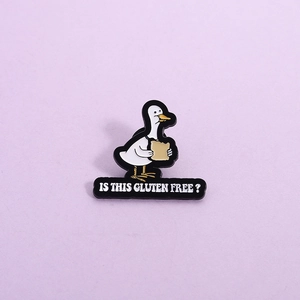Funny Cartoon White Duck Eating Toast Brooch Enamel Pin Alloy Badge With Is This Gluten Free Text For Bag Clothing Accessories