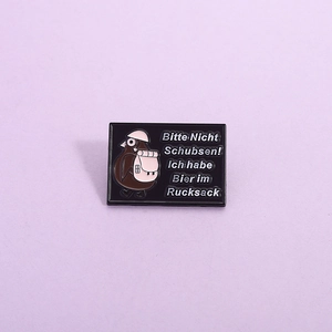 Humorous Enamel Pin Cartoon Pigeon With Backpack German Lettering Brooch Alloy Badge For Backpack Clothing Accessory
