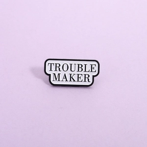 Trouble Maker Letter Enamel Brooch Pin Creative Cartoon Badge Alloy Lacquered Jewelry For Backpack Clothing Accessories