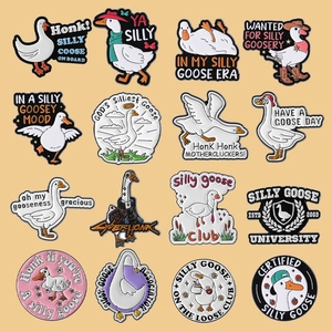 Lot de 16 broches créatives en émail avec des motifs d'oies humoristiques et originaux