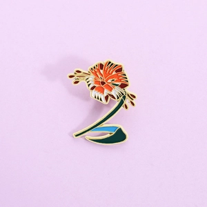Broche Laquée en Alliage de Lis Tigré Créative Badge Fleur de Dessin Animé Artistique pour Hommes Femmes Bijoux de Mode