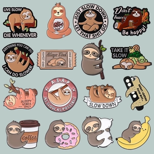 Lot de 16 pin's en émail paresseux mignons avec poses amusantes et slogans originaux