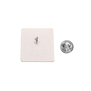 Silver square geometric brooch back with sharp pin and secure butterfly clutch component
