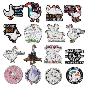 Lot de Pins en Émail Cartoon Silly Goose en Alliage Peint Badge Animal Broche pour Sac à Dos Vêtements Chapeau Accessoires Cadeau Drôle Unisexe