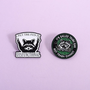 Funny Raccoon Enamel Pin Cute Cartoon Trash Can Alloy Brooch Badge For Backpack Jacket Decor Men Women Jewelry Gift