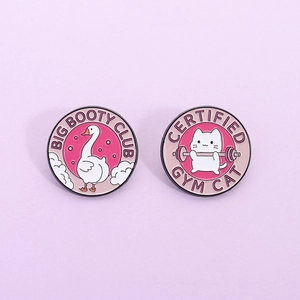 Épinglette en Émail Animaux Drôles Chat Musclée Oie Alliage Broche pour Vêtements Sacs Bijoux Fitness Cadeau