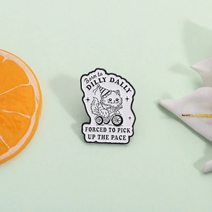 Cartoon Cat Riding Tricycle Zinc Alloy Enamel Pin Badge Humorous Lettering Brooch For Bags Clothing Decoration Unisex Jewelry